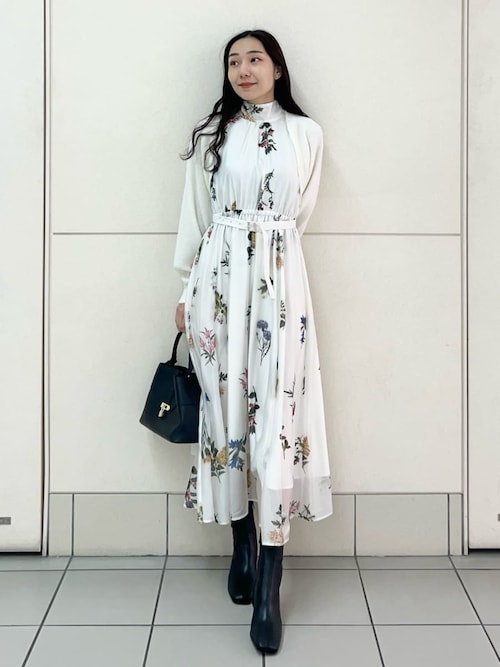 Sustainableフラワーモチーフワンピース×ボレロセット（ワンピース