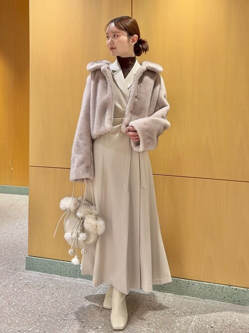 セール】ステンカラーショートファーコートジャケット（ステンカラー