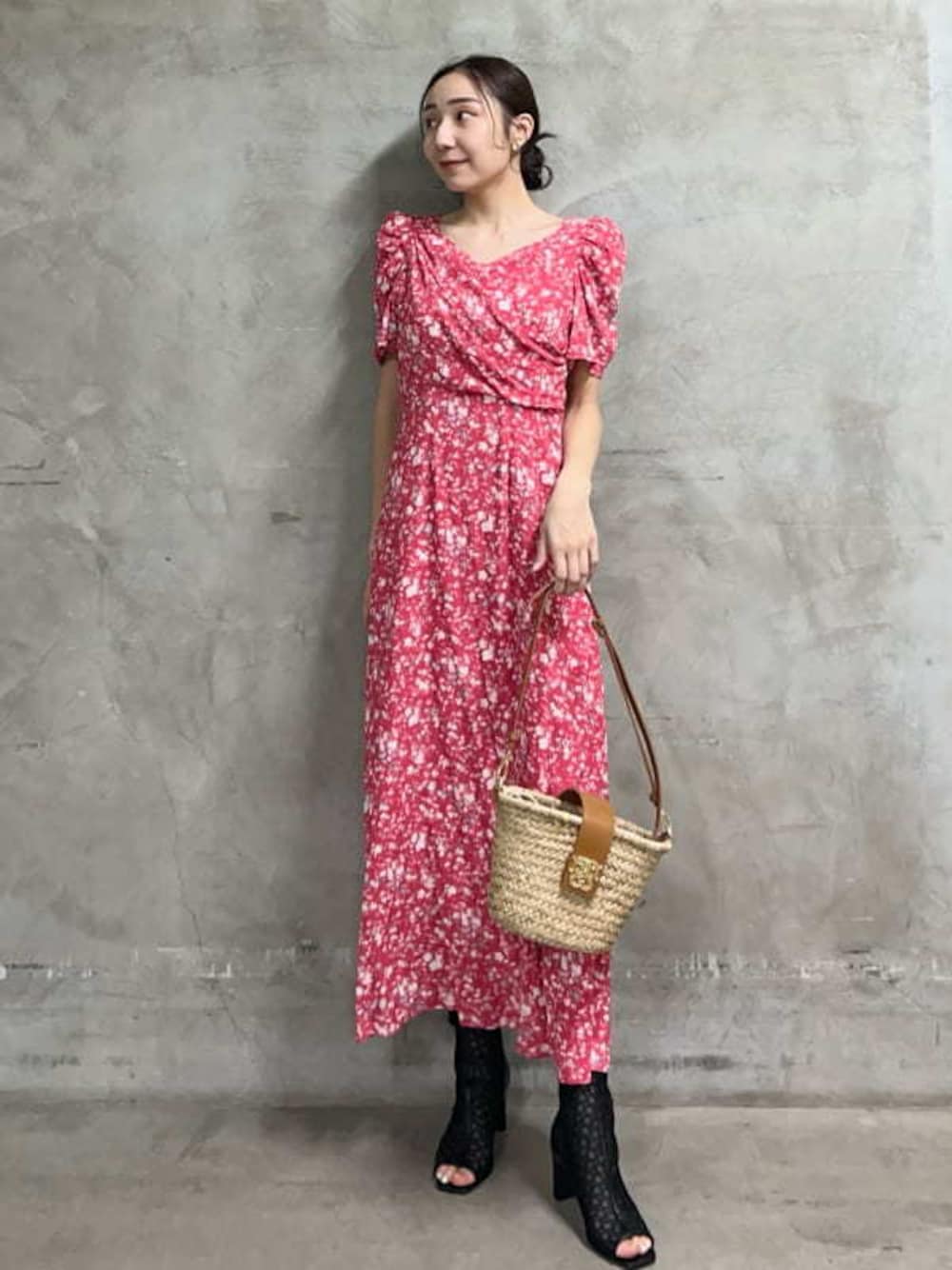 【himawari】 レーヨンカシュクールプリントワンピース 00サイズあり】レーヨンカシュクールプリントワンピース