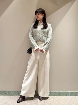 「アイテム（ノーカラージャケット、グリーン系）」を使った、SNIDELさん（レディース・165cm）の秋コーディネート