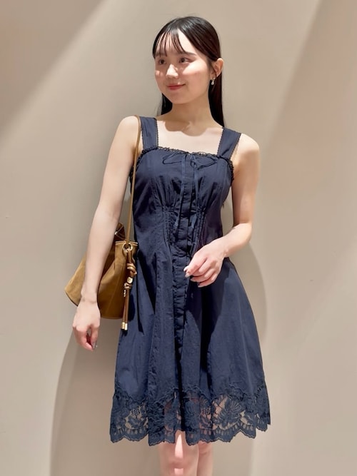 セール】レーストリムコットンミニワンピース（ワンピース