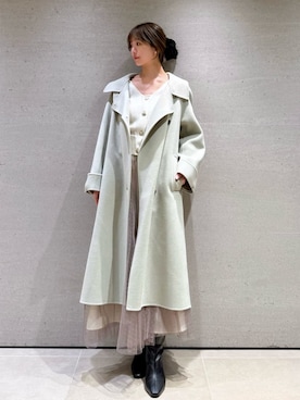 「リラックス」｜「アイテム（チェスターコート）」を使った、SNIDELさん（レディース・162cm）の秋コーディネート