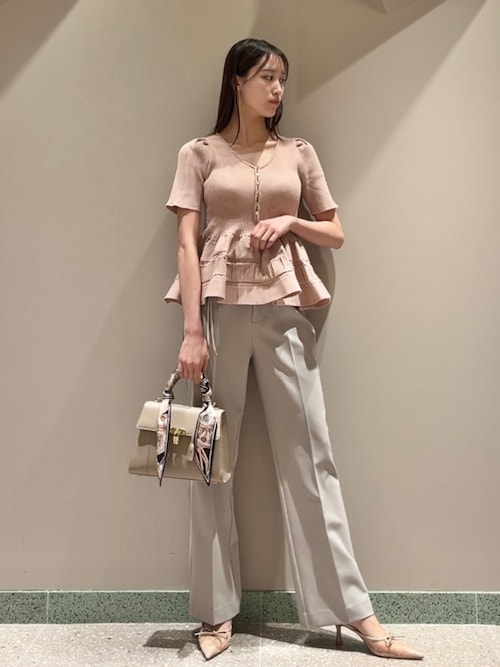 SNIDEL｜ベルト付きセミフレアパンツ | Rakuten Fashion(楽天