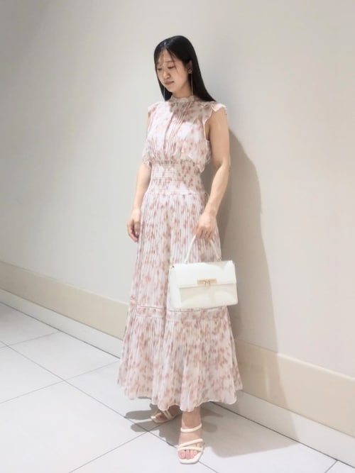 Sustainableヘアラインフラワープリントワンピース（ワンピース