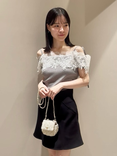 セール】レースコンビハーフスリーブニットプルオーバー（ニット