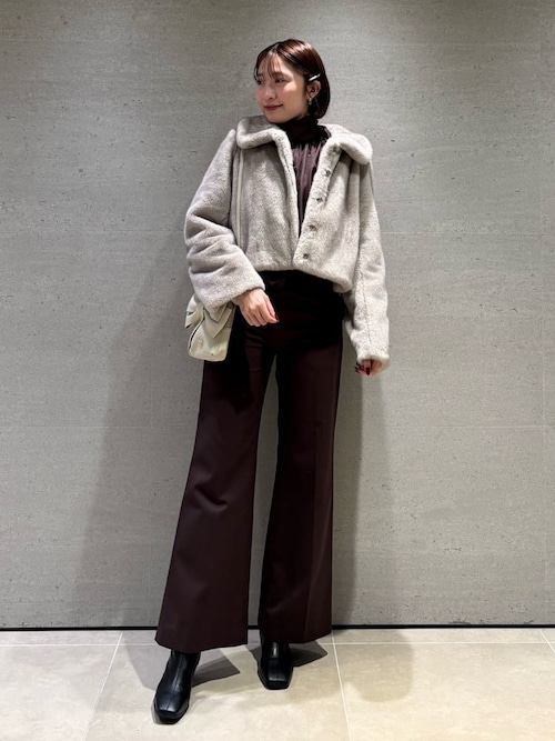 ステンカラーショートファーコートジャケット（ステンカラーコート