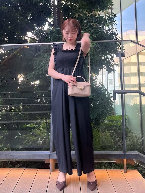 SNIDEL　フリルオールインワン SNIDEL オールインワン シャーリングフリルオールインワン レディース