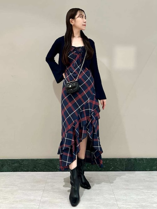 【新品】SNIDEL フリルチェックキャミソールワンピース 1 スナイデル SNIDEL フリルチェックキャミソールワンピース