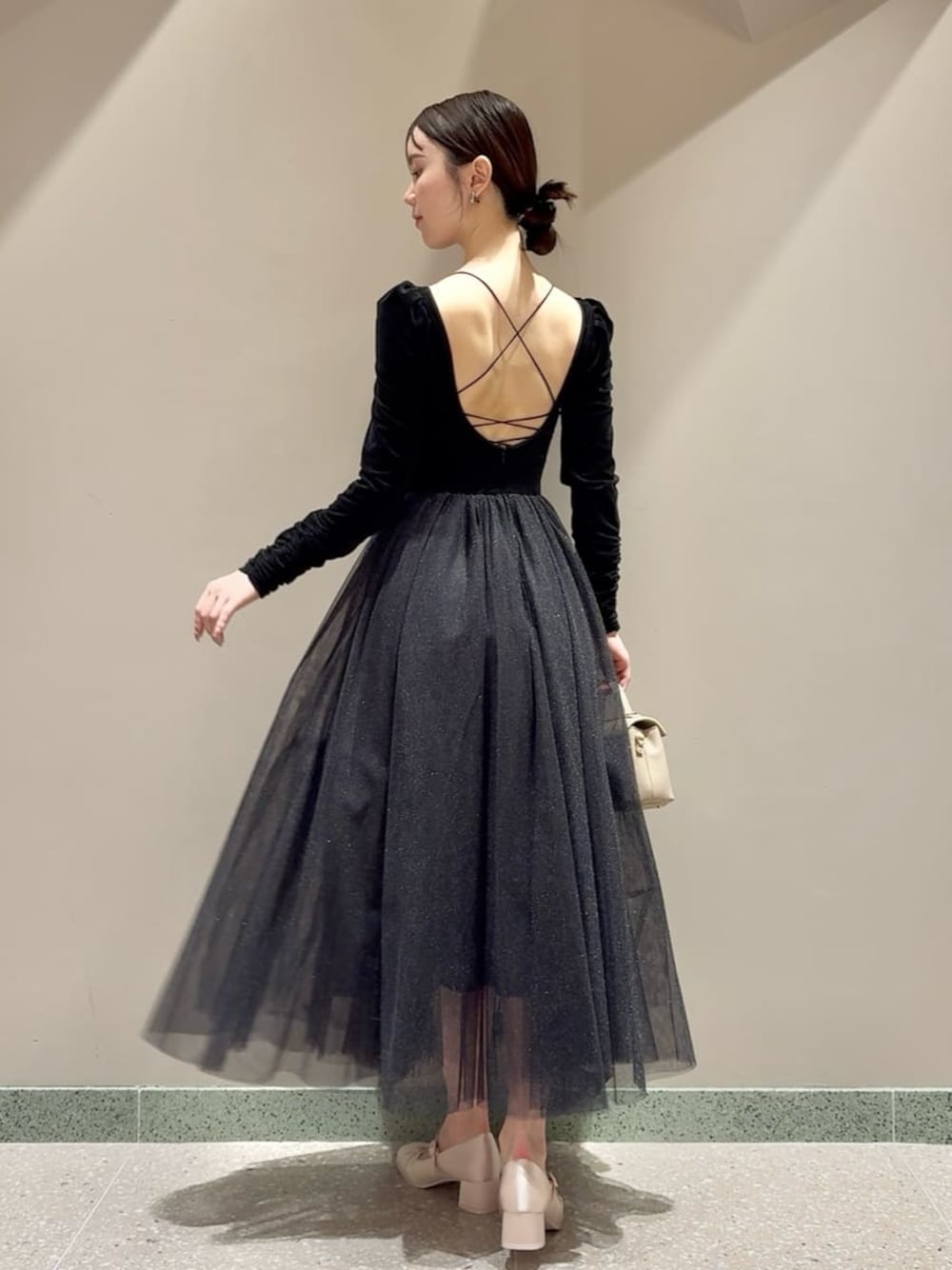 未使用　SNIDEL×Chacott ベロア×チュールワンピース正規品残り1点 Chacott】ベロア×チュールワンピース(マキシ・ロングワンピース
