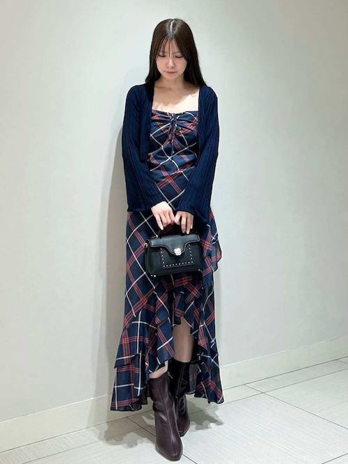 SNIDEL ブラック キャミワンピース フリルデザイン SNIDEL（スナイデル）の「【WEB限定】ティアードキャミ