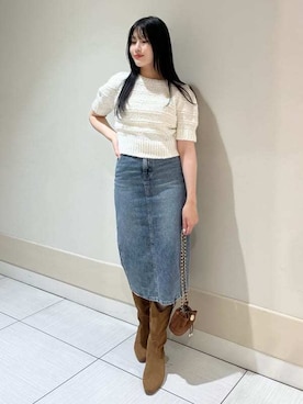 「Levi's（リーバイス）のアイテム（スカート）」を使った、SNIDELさん（レディース・158cm）の春コーディネート