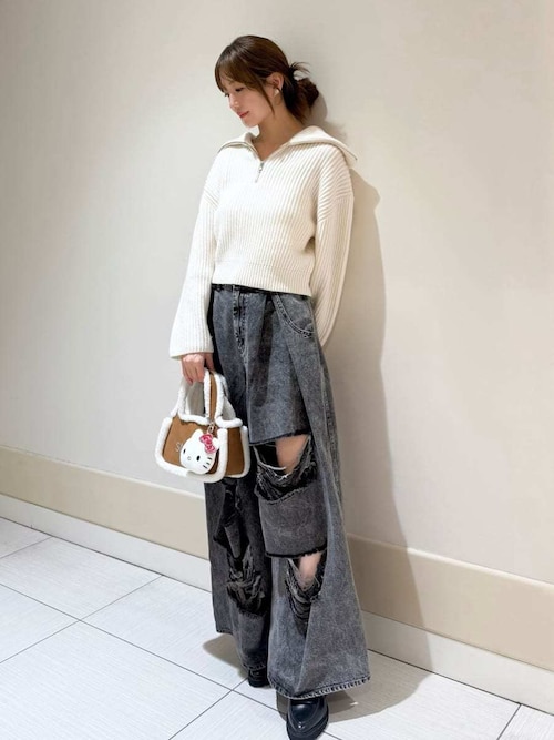 セール】ウールハーフジップニットプルオーバー（ニット/セーター