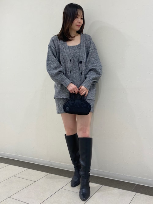 SNIDEL ロングブーツ BLK Lサイズ SNIDEL（スナイデル）の「フィットロングブーツ（ブーツ）」 - WEAR