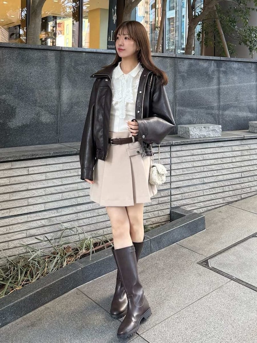 ビッグスタンドカラーレザーブルゾン（ブルゾン）｜SNIDEL（スナイデル