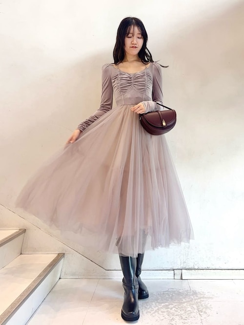 Chacott snidel ベロア×チュールワンピース チャコット Chacott】ベロア×チュールワンピース（ワンピース）｜Chacott