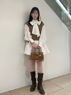 「アイテム（チャーム）」を使った、SNIDELさん（レディース・158cm）の秋コーディネート