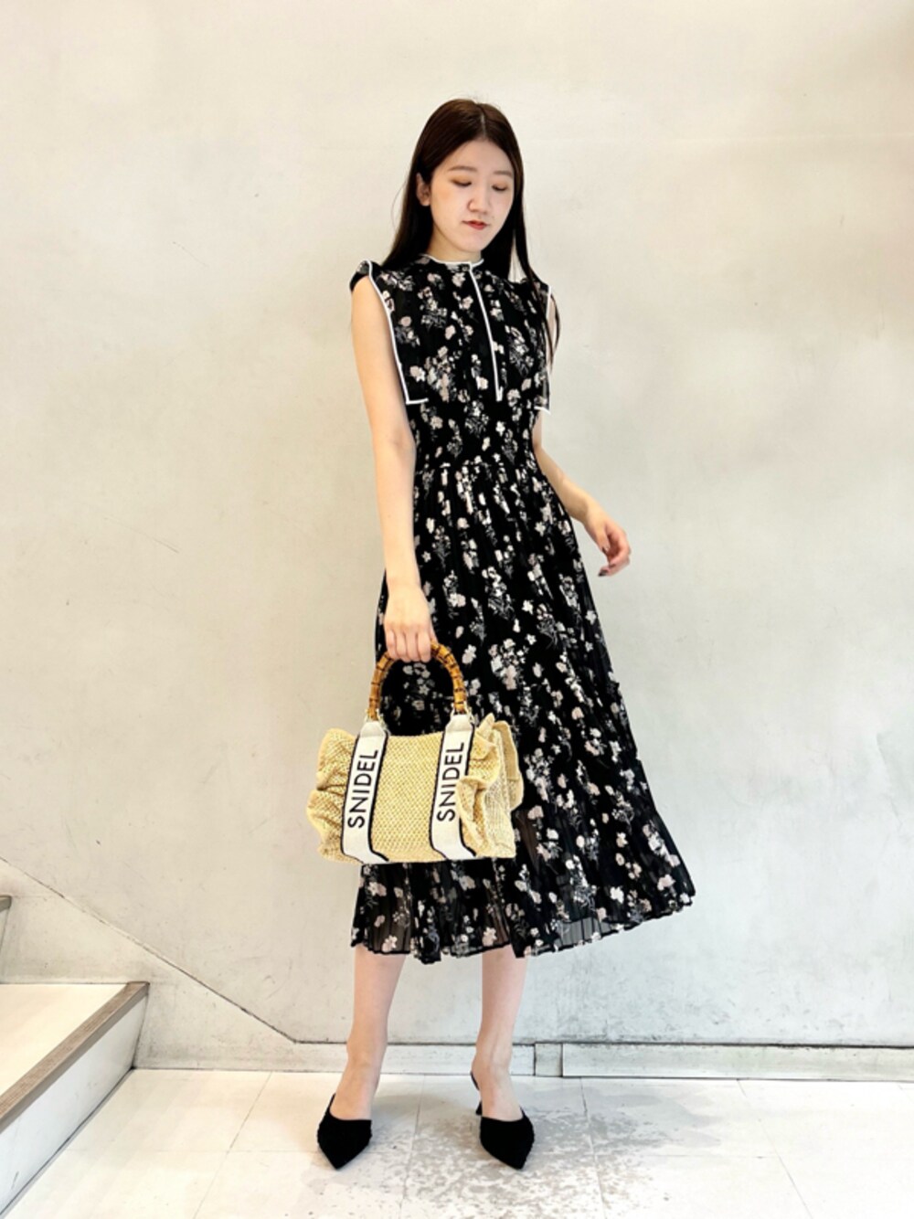 SNIDEL Sustainableバイカラープリーツワンピース （SNIDEL