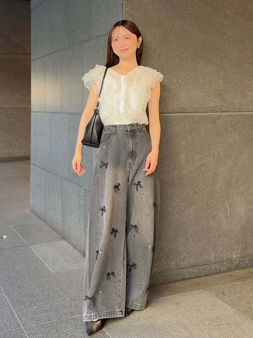 リボンビジューワイドパンツ