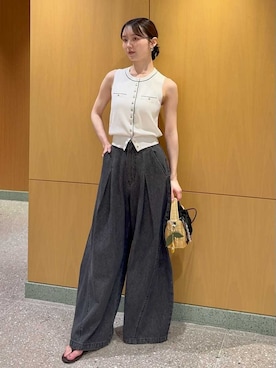 「SNIDEL（スナイデル）のアイテム（かごバッグ）」を使った、SNIDELさん（レディース・160cm）の夏コーディネート