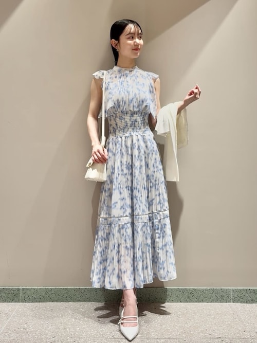 Sustainableヘアラインフラワープリントワンピース（ワンピース