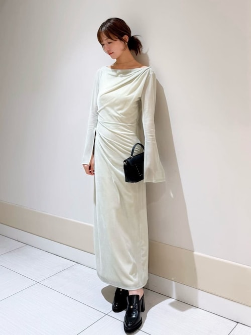 SNIDEL スナイデル フロッキーベロアドレープドレス SNIDEL｜フロッキーベロアドレープドレス | Rakuten Fashion