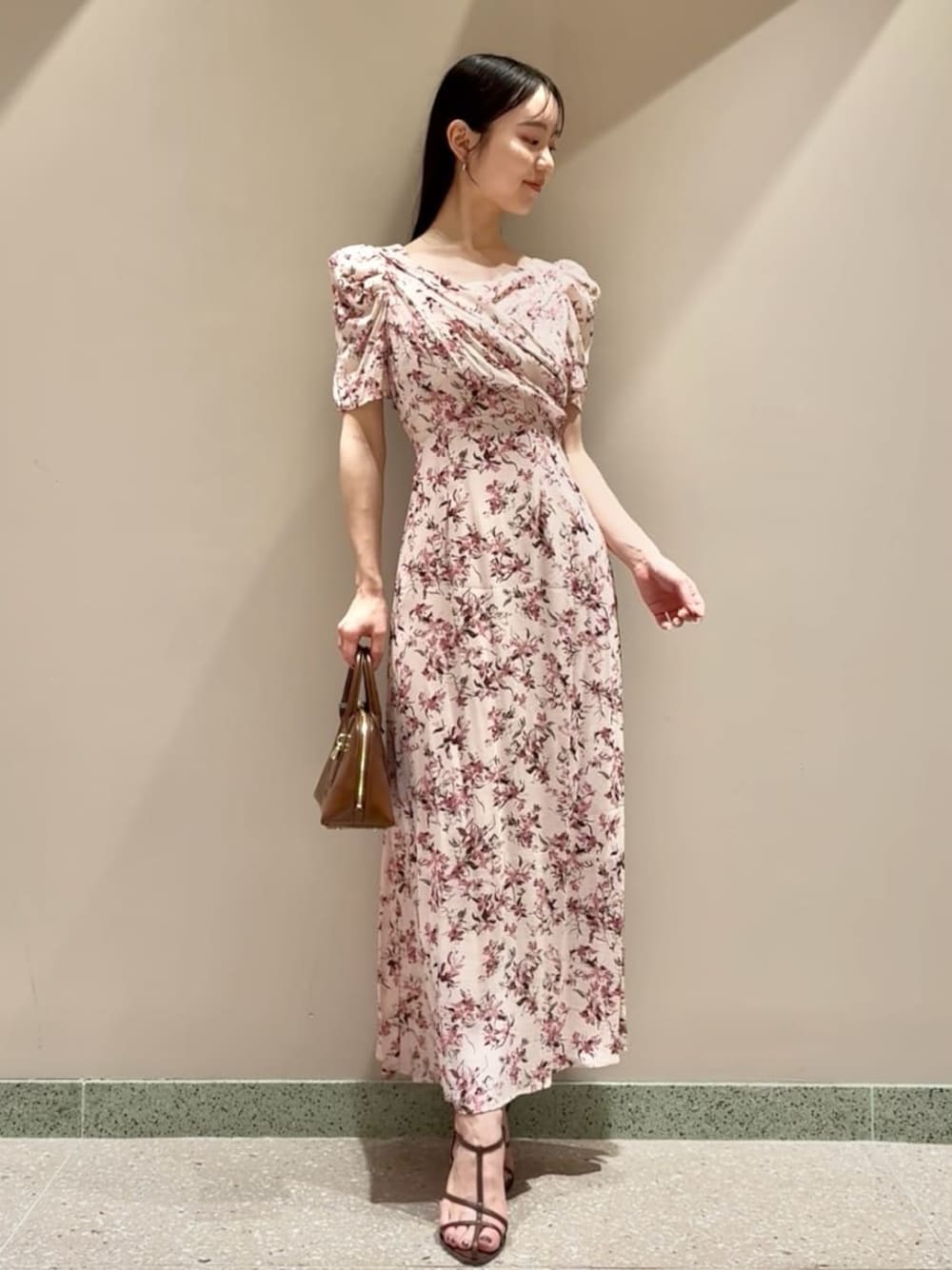 【himawari】 レーヨンカシュクールプリントワンピース 00サイズあり】レーヨンカシュクールプリントワンピース