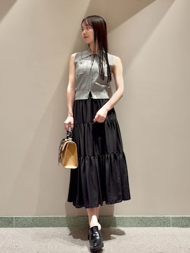 snidel ニットベスト×ティアードスカートセット セール】ニットベスト×ティアードスカートセット（ワンピース