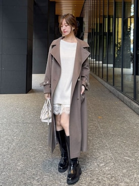 「アイテム（イヤリング）」を使った、SNIDELさん（レディース・162cm）の冬コーディネート