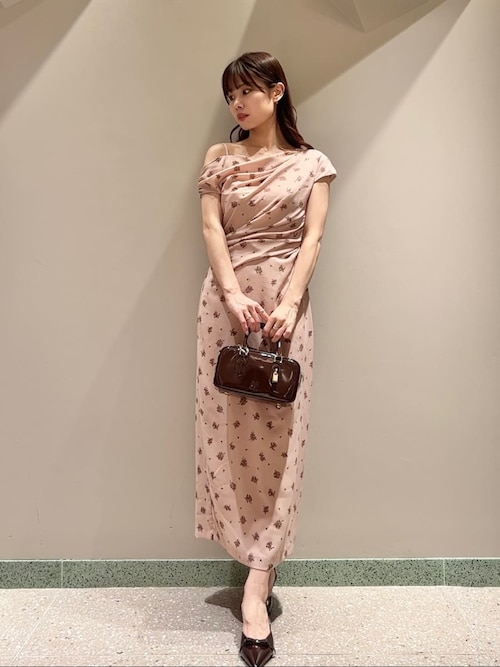 SNIDEL フラワープリントドレープワンピース フラワープリントドレープワンピース(マキシ・ロングワンピース