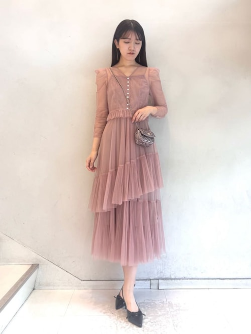 SNIDEL（スナイデル） ドレス Sustainableティアードチュールドレス