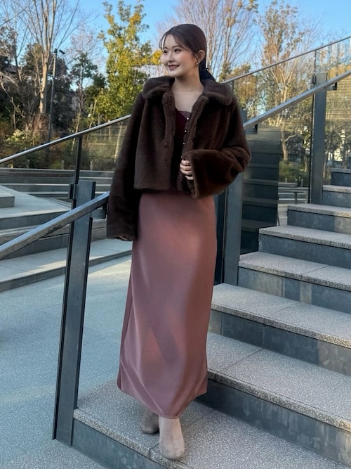 セール】ステンカラーショートファーコートジャケット（ステンカラー