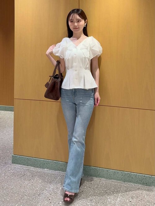 SNIDEL（スナイデル） tシャツ 半袖 デザインスリーブペプラム 