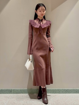 「SNIDEL（スナイデル）のアイテム（ブーツ）」を使った、SNIDELさん（レディース・160cm）の冬コーディネート