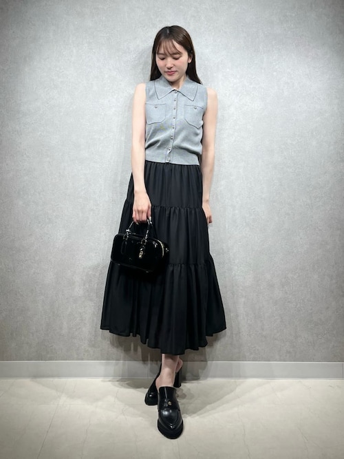 ニットベスト×ティアードスカートセット（ワンピース）｜SNIDEL