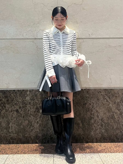 シャツドッキングヘムボリュームニットプルオーバー（ニット/セーター