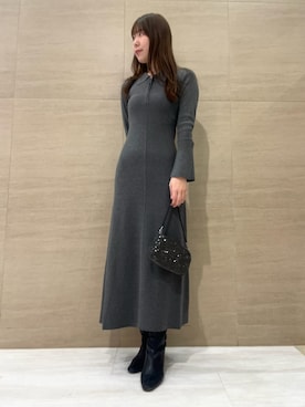 Sustainableスキッパーニットワンピースを使った人気ファッション