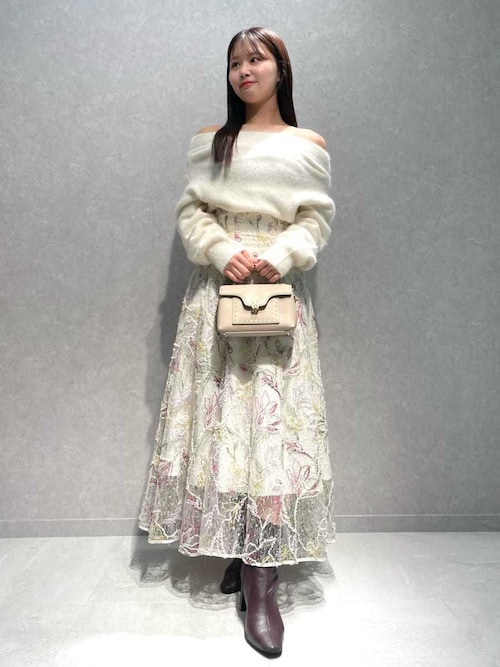 HIGH QUALITY】フォックスカシミヤオフショルプルオーバー（ニット