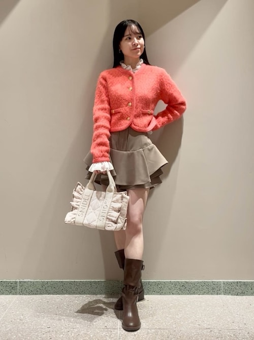 ファーライクフリルニットジャケット（ノーカラージャケット）｜SNIDEL