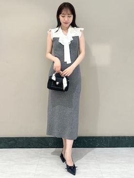 「ニットワンピース」｜「アイテム（財布/小物）」を使った、SNIDELさん（レディース・162cm）の夏コーディネート