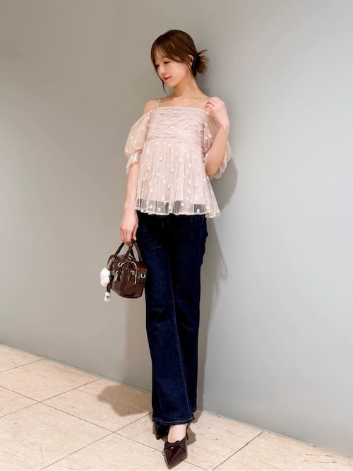 バリエオフショルレースチュニック（シャツ/ブラウス）｜SNIDEL