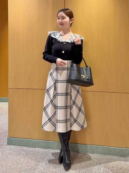 セール】Sustainableロービングチェックミドルスカート（スカート
