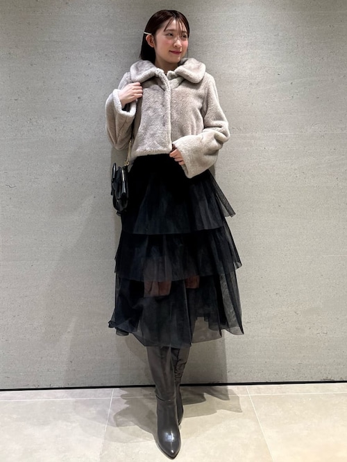 セール】ステンカラーショートファーコートジャケット（ステンカラー