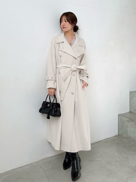 「アイテム（チェスターコート、ホワイト系）」を使った、SNIDELさん（レディース・162cm）の秋コーディネート