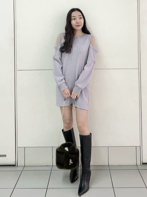 セール】シースルーショルダーニットワンピース（ワンピース）｜SNIDEL