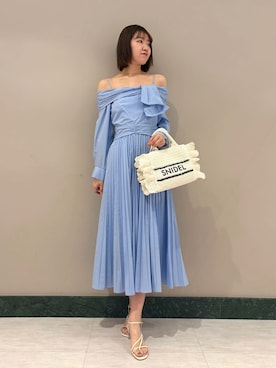 「SNIDEL（スナイデル）のビッグリボンシャツワンピース（ワンピース、ブルー系）」を使った、SNIDELさんの春コーディネート