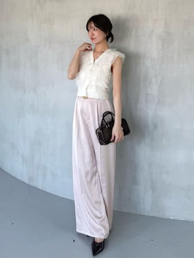 「アイテム（アクセサリー、レッド系）」を使った、SNIDELさん（レディース・162cm）の夏コーディネート