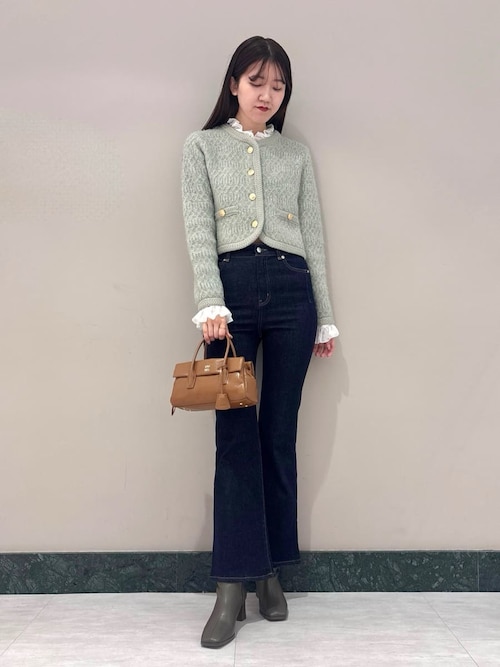 ファーライクフリルニットジャケット（ノーカラージャケット）｜SNIDEL