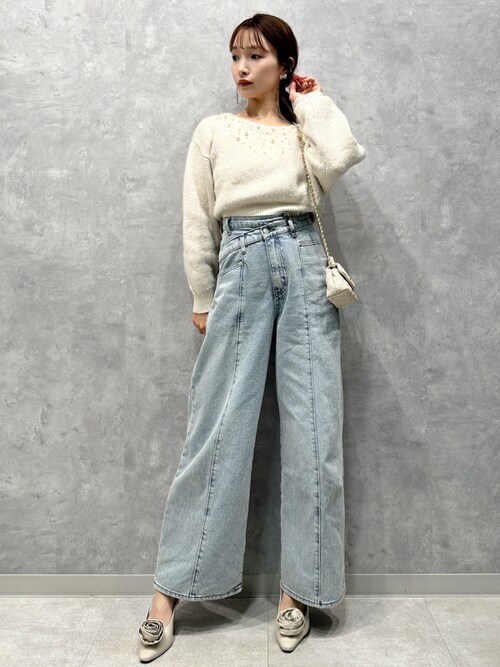 新品タグ付 snidel デザインワイドデニム インディゴ 最終値下【新品】SNIDEL デザインワイドデニム インディゴ 1 パンツ