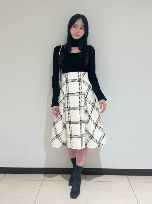 セール】Sustainableロービングチェックミドルスカート（スカート