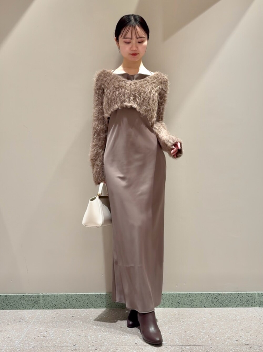 SNIDEL ホルターキャミワンピース×シャギーニットプルオーバー 【公式